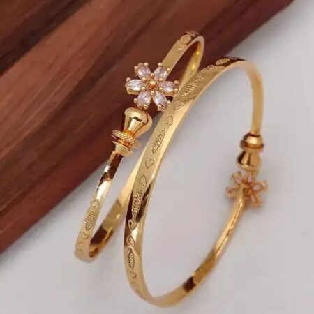 Floral Pattern Imitation Gold Plated Bangles